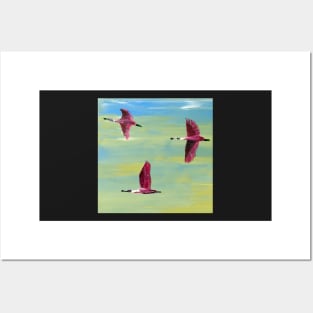 Flying Flamingoes Posters and Art